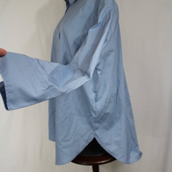 H&M Shirt Women's S Blue Button Up Collared Long Sleeve Cotton Casual Oversized - Picture 3 of 9
